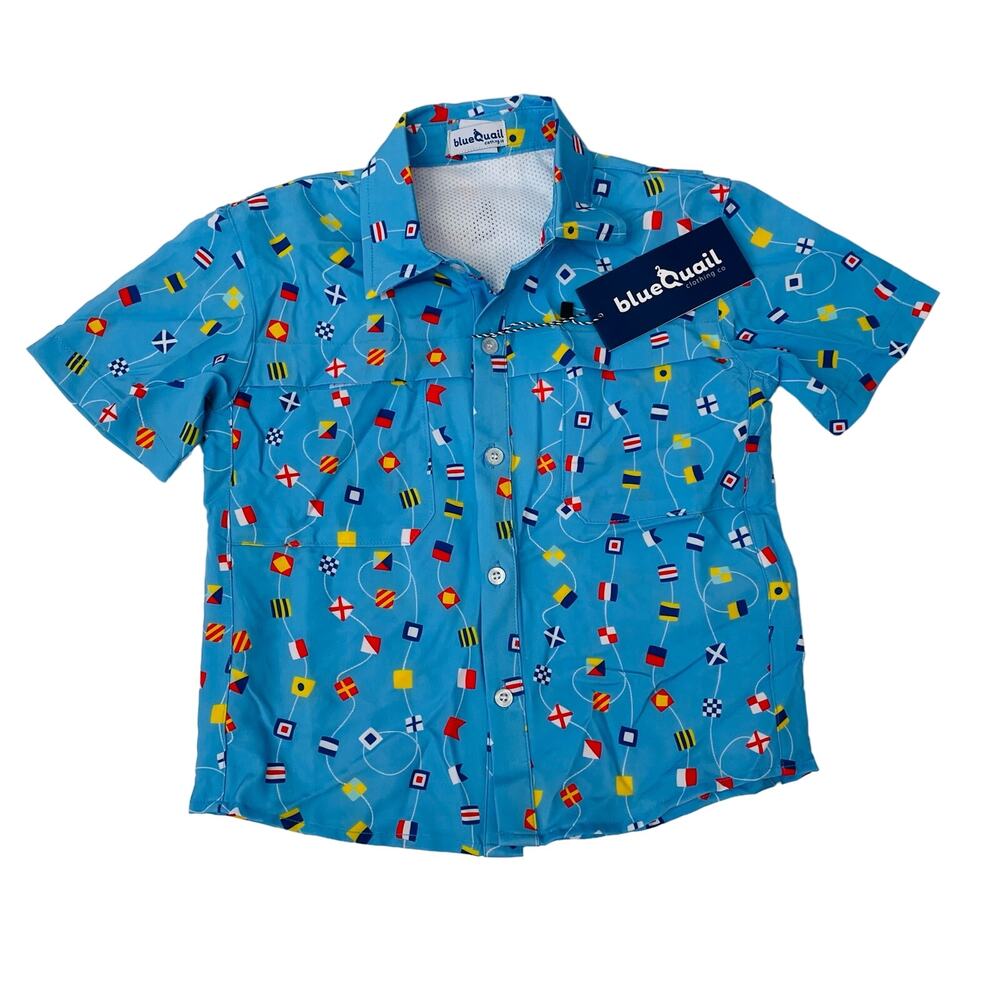 NWT Blue Quail Size 12 Nautical Flags Shirt